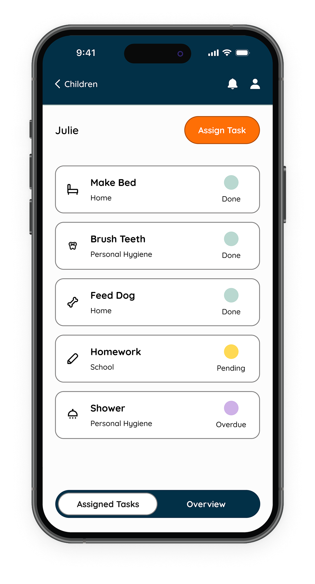 Preview of parent's dashboard